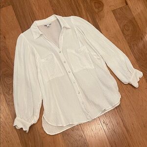 Topshop Ivory Pucker Button Front Tunic